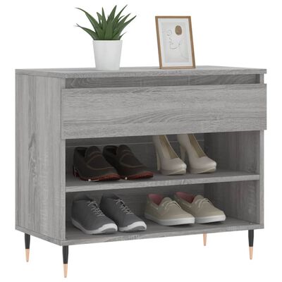 vidaXL Шкаф за обувки, сив сонома, 70x36x60 см, инженерно дърво