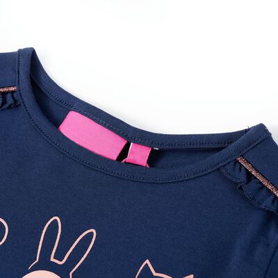 Детска тениска с дълъг ръкав, тъмносиня, 92