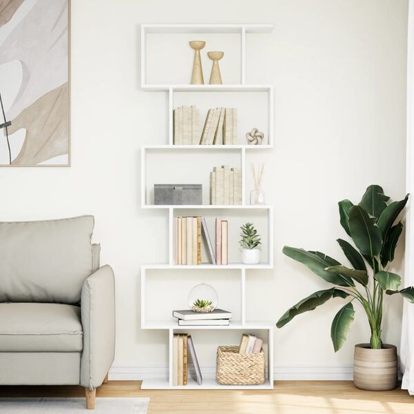 vidaXL Разделител за стая / библиотека, бял, 6 нива, 70x24x193 см