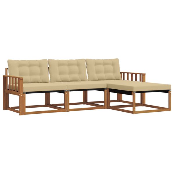 vidaXL Комплект дивани за открито 4 pcs Натурален и Бежов