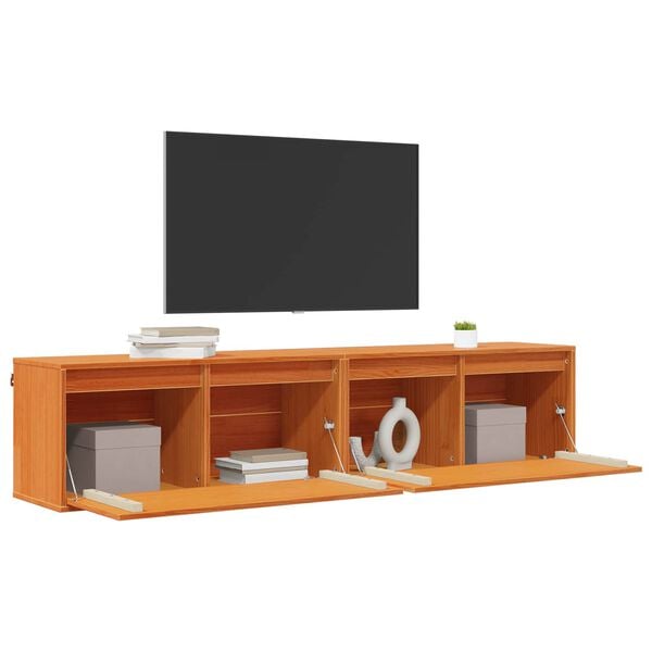 vidaXL Стенен шкаф 2 pcs Кафяво с восъчно покритие 80 x 30 x 35 cm