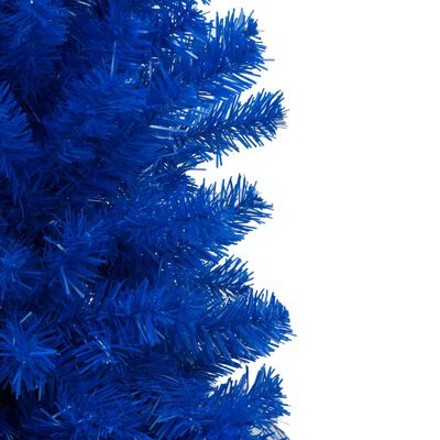 vidaXL Изкуствена осветена коледна елха с топки синя 210 см PVC