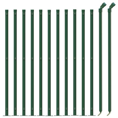 vidaXL Плетена оградна мрежа с фланец, зелена, 0,8x25 м