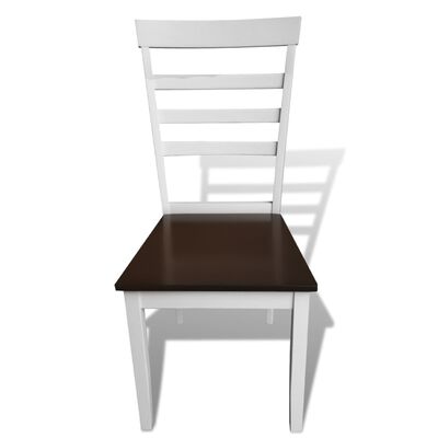 vidaXL Трапезни столове, 4 бр, бяло и кафяво, масивно дърво и МДФ