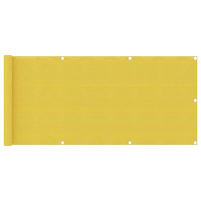 vidaXL Балконски параван, жълт, 75x300 см, HDPE