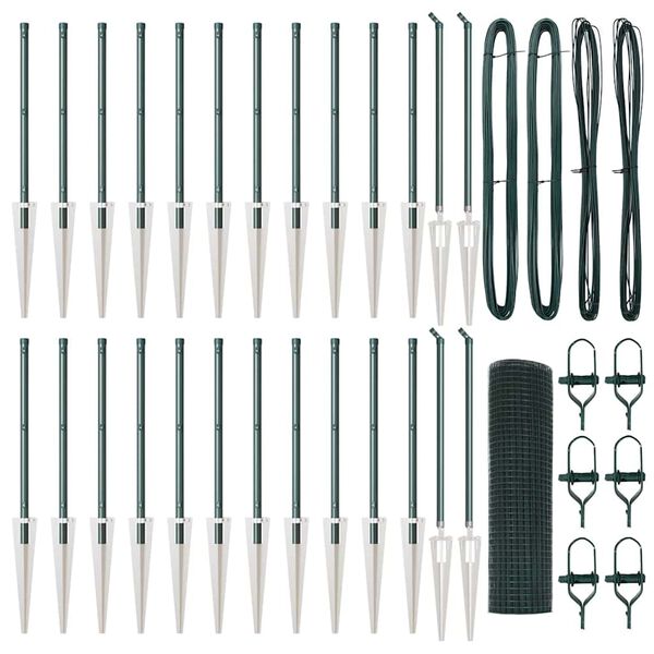 vidaXL Стълб за ограда. Зелен 50 x 1 м (ролка мрежа 12 x 12 мм)