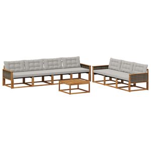 vidaXL Комплект дивани за открито 8 pcs Натурално и светлосиво