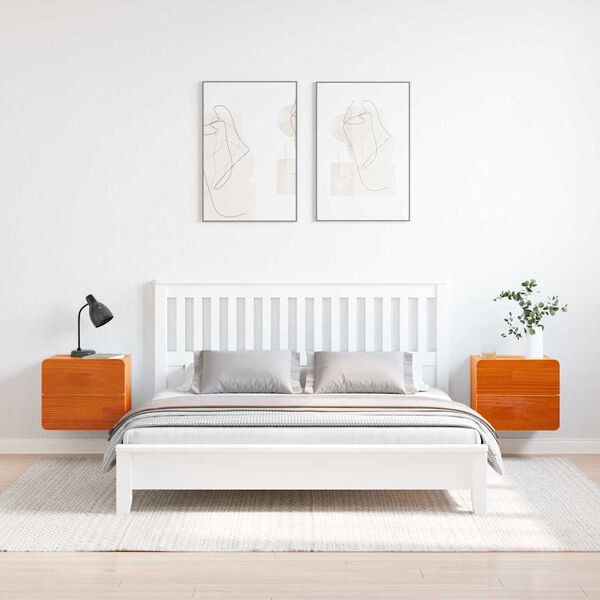 vidaXL Нощно шкафче 2 pcs Кафяво 39 x 34 x 33 см Масивно дърво бор