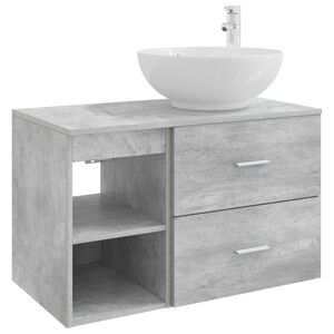 vidaXL Комплект мебели за баня 2 pcs Бетонно сиво Инженерна дървесина