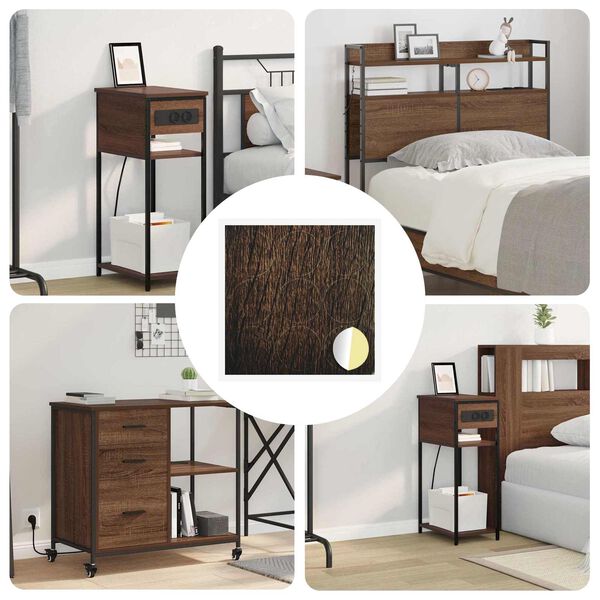 vidaXL Самозалепваща корица за винтове 12 pcs Кафяв дъб &Oslash; 20 x 0,5 мм