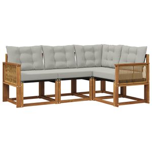 vidaXL Комплект дивани за открито 4 pcs Натурално и светлосиво