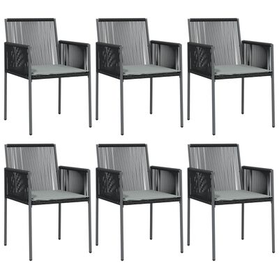 vidaXL Външен стол с възглавници 6 бр черни 54x60,5x83,5 см полиратан