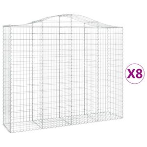 vidaXL Габионни кошници арка 8 бр 200x50x160/180 см поцинковано желязо