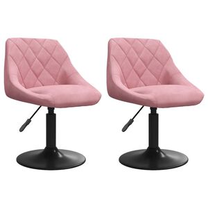 vidaXL Въртящи трапезни столове, 2 бр, розови, кадифе