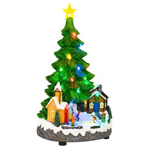 vidaXL Музикална коледна елха SALO 16 x 15 x 27,5 cm Смола Зелено
