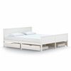 vidaXL Рамка за легло с 4 чекмеджета, бяла, бор масив, 180x200 см