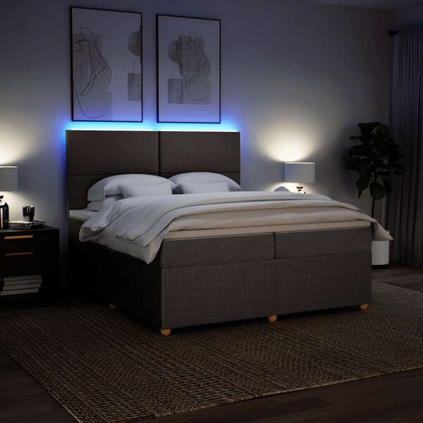 vidaXL Боксспринг легло с матрак, таупе, 200x200 см, плат