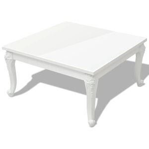 vidaXL Маса за кафе, 80x80x42 cм, силен гланц, бяла