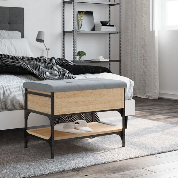 vidaXL Пейка за обувки, сонома дъб, 62x42x45 см, инженерно дърво