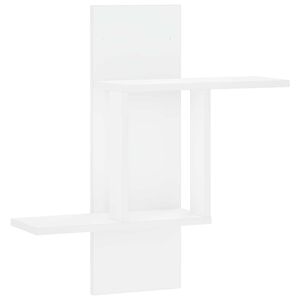 vidaXL Стенен рафт Бяло 59 x 17 x 63 см Инженерна дървесина