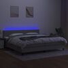 vidaXL Боксспринг легло с матрак и LED, светлосиво, 200x200 см, плат