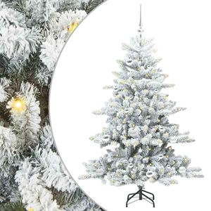 vidaXL Изкуствено коледно дърво с хингед Бяло 150 cm PVC и стомана