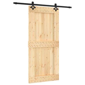 vidaXL Преплъзваща се врата Естествено и черно 95 x 210 cm