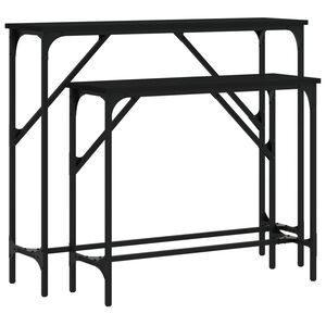 vidaXL Конзолни маси, 2 бр, черни, инженерно дърво