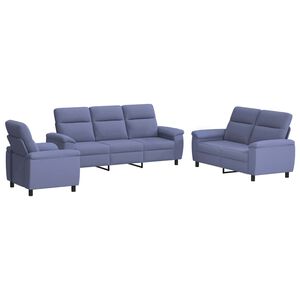 vidaXL Комплект дивани 3 pcs Дънково син Текстил
