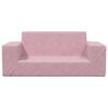 vidaXL 2-местен детски диван, розов, мек плюш