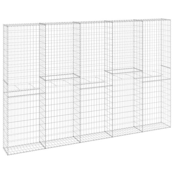 vidaXL Габионна стена с капаци, поцинкована стомана, 300x30x200 см