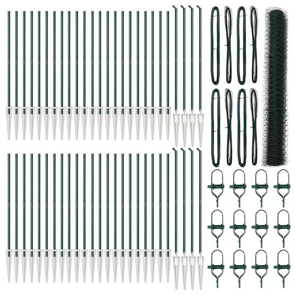 vidaXL Стълб за ограда. Зелен 100 x 1,4 м (мрежа 36 мм) Стомана и PVC