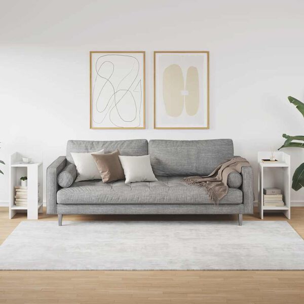 vidaXL Странични маси с рафт, 2 бр, бели, 25,5x27x60 см