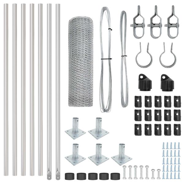 vidaXL Стълб за ограда. Сребрист 10 x 0,5 м (25 мм мрежа) Стомана