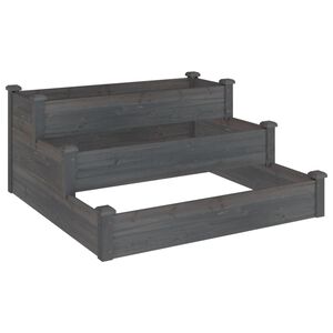 vidaXL Градинско повдигнато легло, сиво, 120x120x56 см, масивна ела