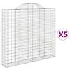 vidaXL Габионни кошници арка 5 бр 200x30x180/200 см поцинковано желязо