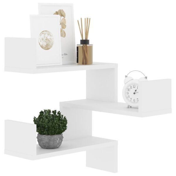vidaXL Стенен ъглов рафт, бял, 40x40x50 см, инженерно дърво