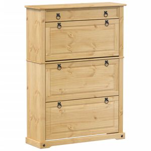 vidaXL Шкаф за обувки "Corona" 99x32x138 см бор масив