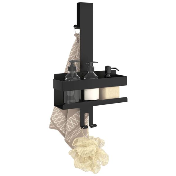 vidaXL Органайзер за душ кабина, черен мат, неръждаема стомана 304