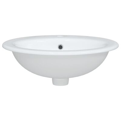 vidaXL Мивка за баня, бяла, 52x46x20 см, овална, керамика