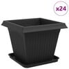 vidaXL Саксии за растения 24 pcs Черно 38 x 38 x 30 см Пластмаса