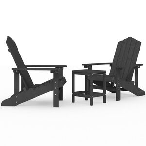 vidaXL Градински столове "Адирондак" с масичка, HDPE, антрацит