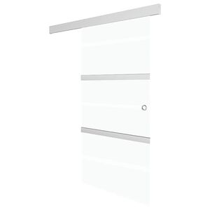 vidaXL Плъзгаща се врата, ESG стъкло и алуминий, 76x212 см, сребриста