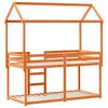 vidaXL Двуетажно легло с покрив, восъчнокафяв, 90x190 см, бор масив