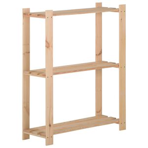 vidaXL 3-етажен стелаж, 60x28,5x90 см, бор масив