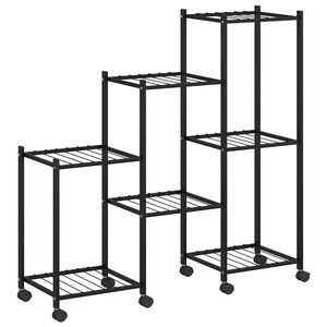 vidaXL Стойка за цветя на колела 83x25x83,5 см черна желязо