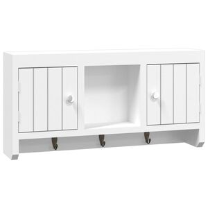 vidaXL Шкаф за ключове бял 40x8,5x20 см инженерно дърво и стомана