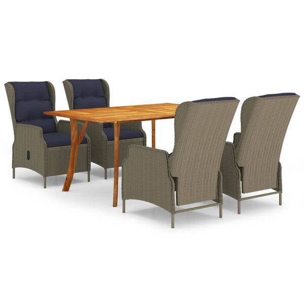 vidaXL Градински трапезен комплект, 5 части, кафяв