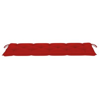 vidaXL Пейка Батавия с червена възглавница, 150 см, тик масив