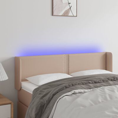 vidaXL LED Горна табла за легло, капучино, 147x16x78/88 см